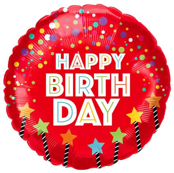 Red Candle Multicolor Happy Birthday Balloons. Inflated-1Pcs