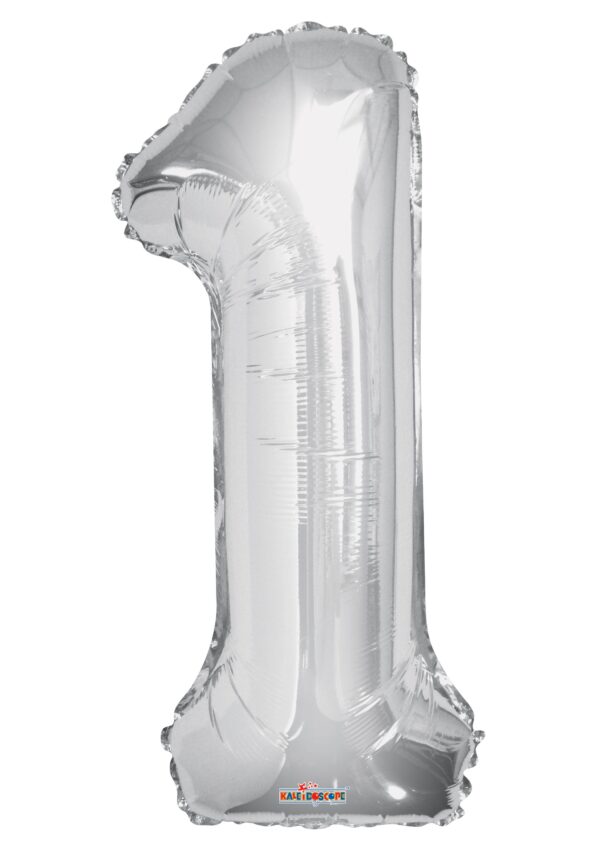 34″ Jumbo Silver Number One (1) Foil Balloon. 1Pcs. Inflated