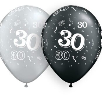 11″ 30-A-Round Black And Silver (50pcs) Balloons