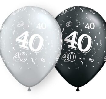11″ 40-A-Round Black And Silver (50pcs) Balloons