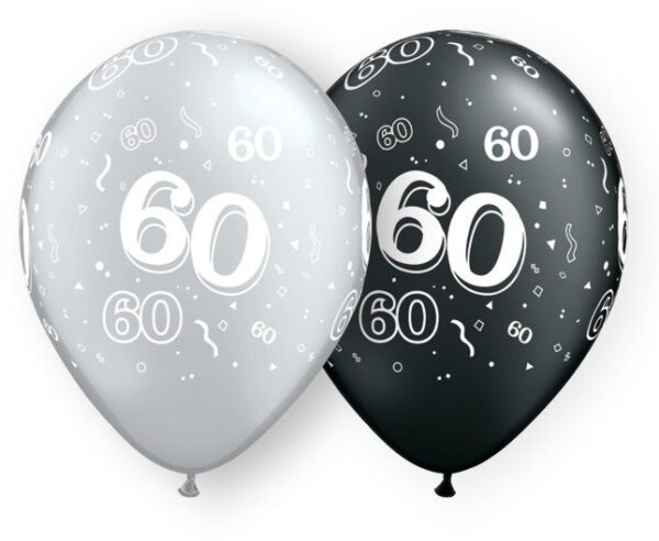 11" 60-A-Round Black And Silver (50pcs) Balloons