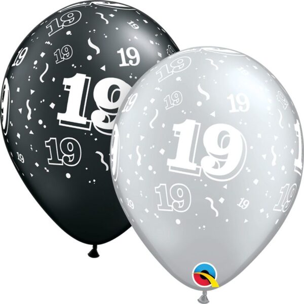 11″ 19-A-Round Black And Silver (50pcs) Balloons