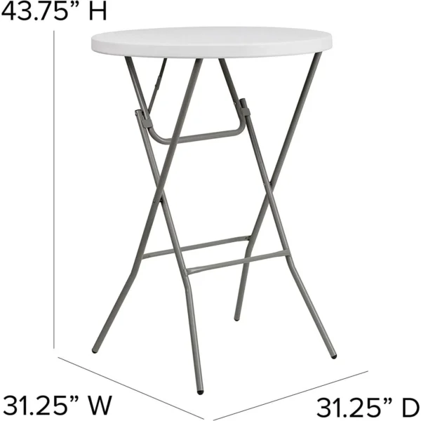 32inch White Plastic Round Cocktail Table (Rentals) - Image 2