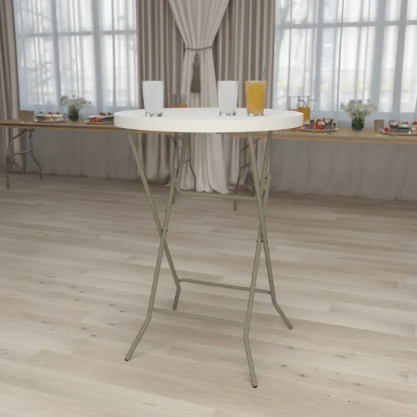 32inch White Plastic Round Cocktail Table (Rentals) - Image 4