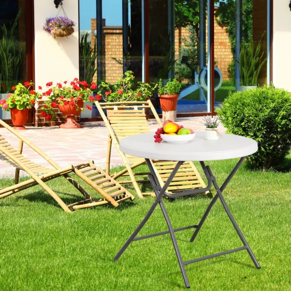 32inch White Plastic Round Cocktail Table (Rentals) - Image 3