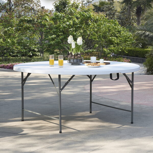 5ft (60inch) White Plastic Round Table (Rentals) - Image 3