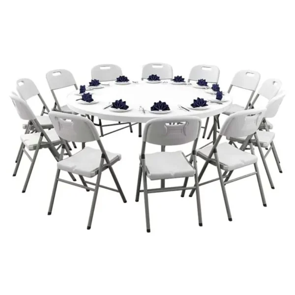 5ft (60inch) White Plastic Round Table (Rentals) - Image 2
