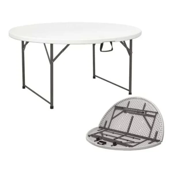5ft (60inch) White Plastic Round Table (Rentals) - Image 4