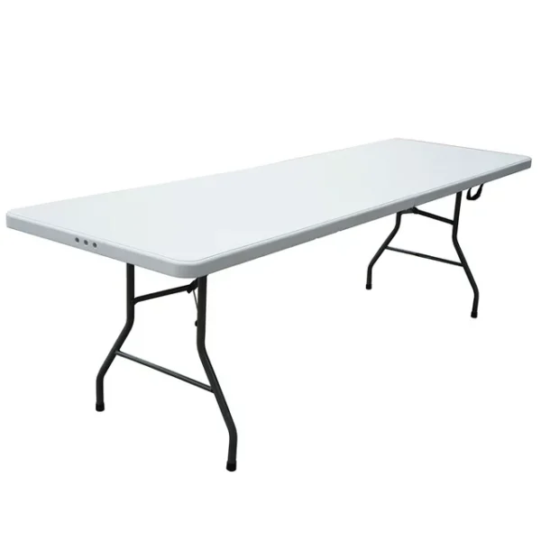8ft (96inch) White Plastic Foldable Rectangular Table (Rentals)
