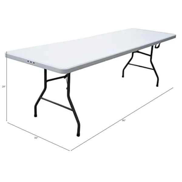 8ft (96inch) White Plastic Foldable Rectangular Table (Rentals) - Image 2
