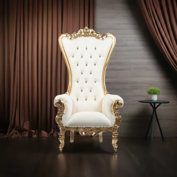 Gold & White Throne Chair (Rentals) - Image 3