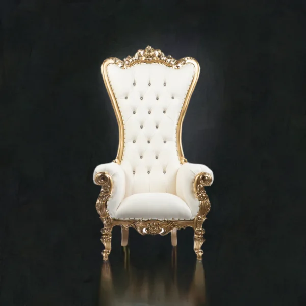 Gold & White Throne Chair (Rentals) - Image 4