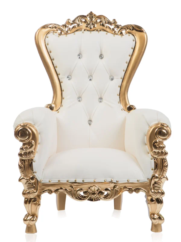 Gold & White Kids' Throne Chair (Rentals) - Image 3