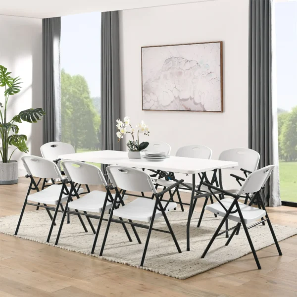 6ft (72inch) White Plastic Foldable Rectangular Table (Rentals) - Image 4