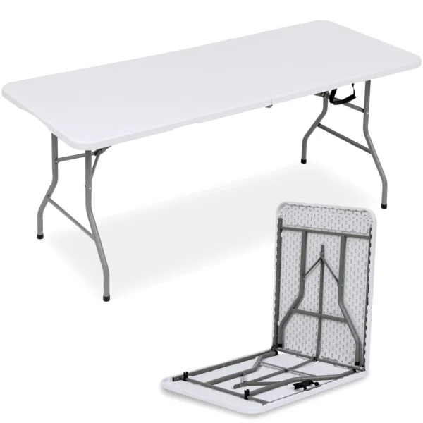 6ft (72inch) White Plastic Foldable Rectangular Table (Rentals) - Image 3