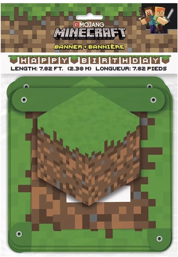 Multicolor Minecraft Large Jointed Banner - Premium & Vibrant Party Decor, Perfect for Gamers & Celebrations