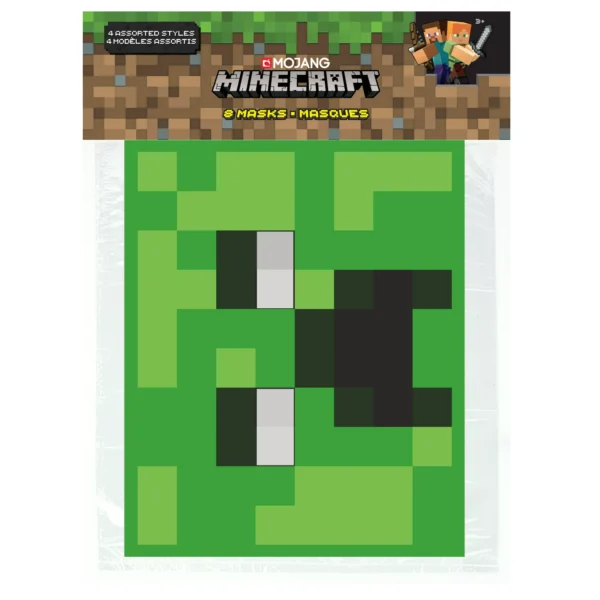MINECRAFT PAPER MASKS (8) ~ Birthday Party Supplies Favors Creeper Video Game