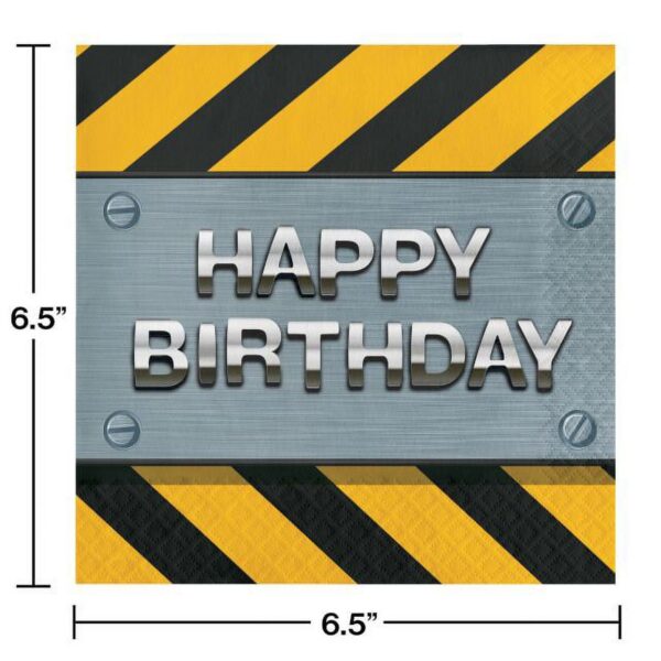 Construction Zone 'Happy Birthday' Luncheon Napkins - 16 Count, 3 Ply - Image 3