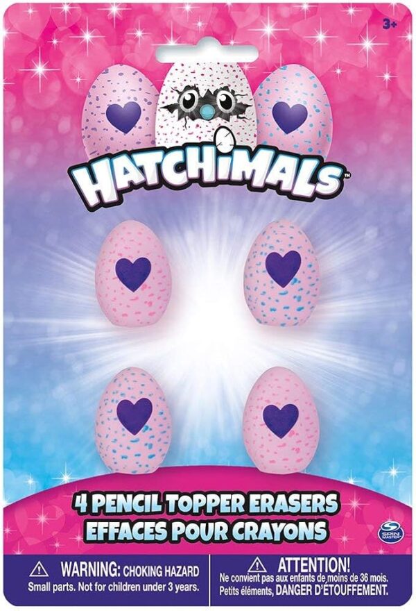Unique Hatchimals Egg Pencil Top Erasers | Assorted Designs | 4 Count