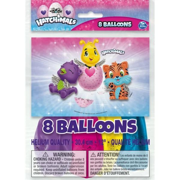 Hatchimals Birthday Party Latex Balloons - 8 Count, 12"