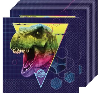 Jurassic World Luncheon Napkins 6.5" x 6.5", Multicolor (Pack of 16) - 16 Count {Dino Hybrid}