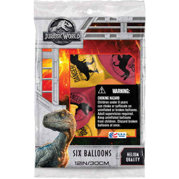 Jurassic World Latex Balloons, Assorted Colors - 6 Count {Dino Hybrid}