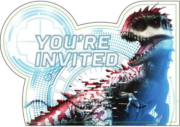 Jurassic World Party Invitations, Light Blue (Set of 8) - 8 Count (Party Supplies) {Dino Hybrid}