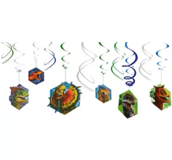 Jurassic World 'Dino Hybrid' Swirl Decorations - 12 Count (Party Supplies)