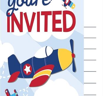 Lil' Flyer Toy Airplane Invitations - 8 Count (Party Supplies, Party Favors)