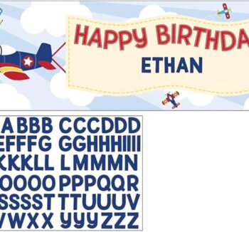 Lil' Flyer Birthday Party Banner with Letter Stickers - 1 Count (Party Supplies) (Creative Converting)