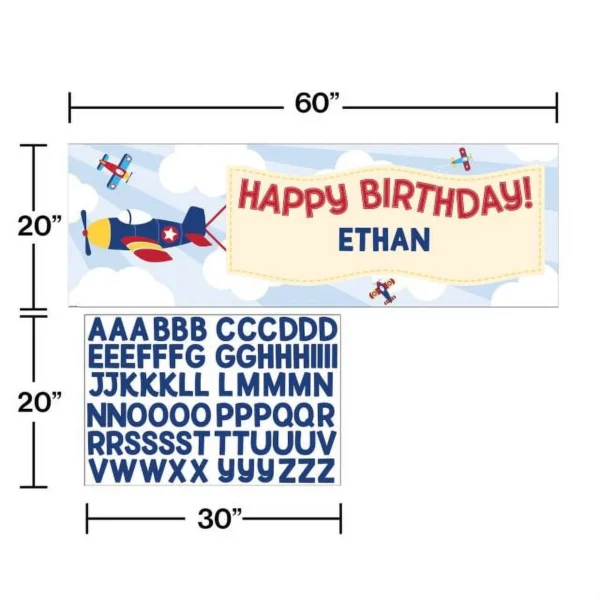 Lil' Flyer Birthday Party Banner with Letter Stickers - 1 Count (Party Supplies) (Creative Converting) - Image 3