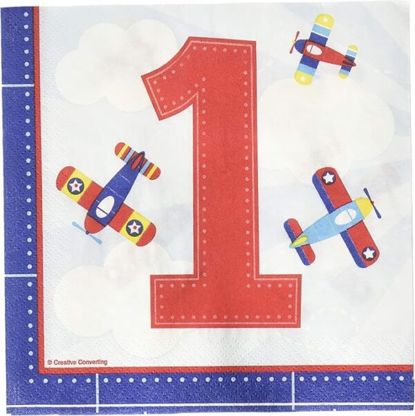 Lil' Flyer One (1) Year Old Luncheon Napkins 6.7" - 16 Count (Party Supplies) (Creative Converting)