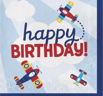 Lil' Flyer 'Happy Birthday!' Luncheon Napkins 6.5" - 16 Count (Party Supplies) (Creative Converting)