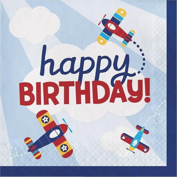 Lil' Flyer 'Happy Birthday!' Luncheon Napkins 6.5" - 16 Count (Party Supplies) (Creative Converting)