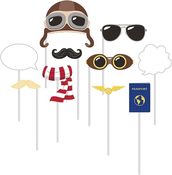 Lil' Flyer Photo Booth Props/Decorations- 10 Count (Party Supplies, Party Favors)