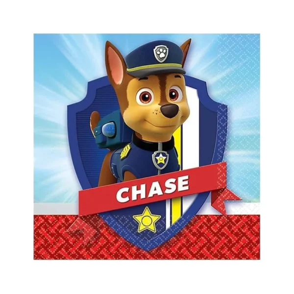 Paw Patrol Chase Beverage Napkin - 16 Count (Party Supplies)