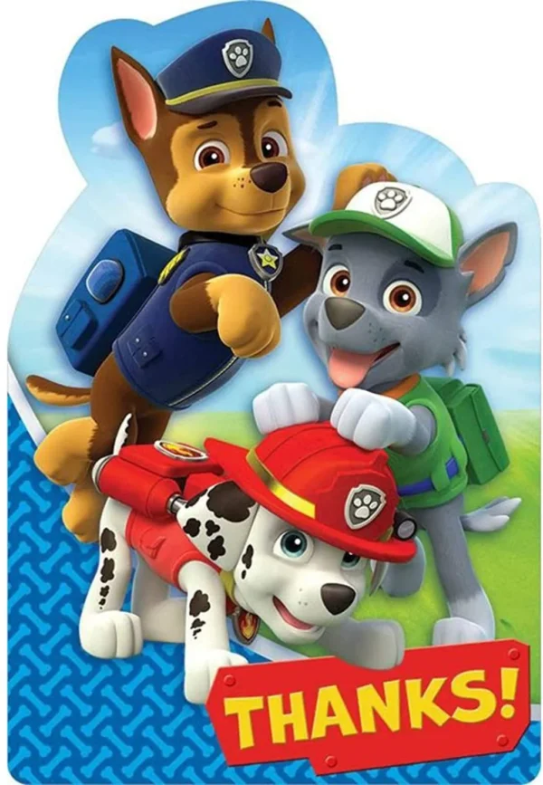 Paw Patrol 'Thank You' Postcards - 8 Count (Party Supplies)