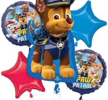 Paw Patrol Chase Foil Balloon Bouquet - 5 Count (Party Supplies, Party Favors)