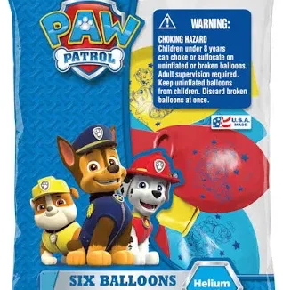 Paw Patrol Party Balloons in Red, Blue, and Yellow - 6 Count (Party Supplies)