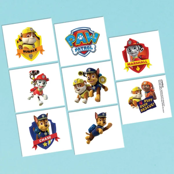 Paw Patrol Tattoo Sheet - 8 Count (Party Supplies)