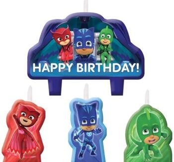 PJ Masks Amscan Birthday Candles, Assorted Sizes, Multicolor - 4 Count (Party Supplies)