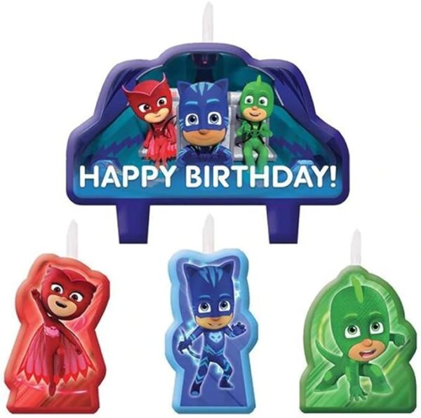 PJ Masks Amscan Birthday Candles, Assorted Sizes, Multicolor - 4 Count (Party Supplies)