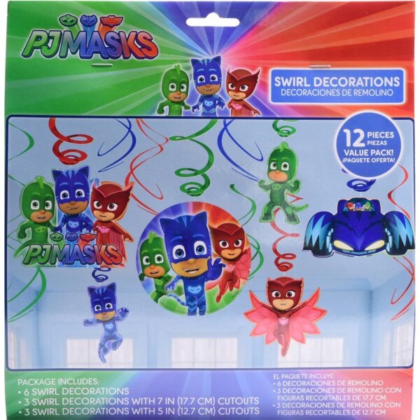 PJ Masks Swirl Decorations for Parties (Value Pack) - 12 Count (Party Supplies)