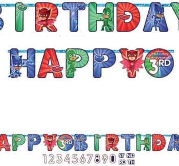 PJ Masks 'Happy Birthday' Letter Banner - 1 Count (Party Supplies)