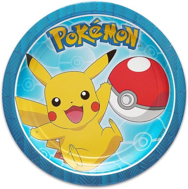 Pokémon 7" Round Dessert Plate for Parties - 8 Count (Party Supplies)
