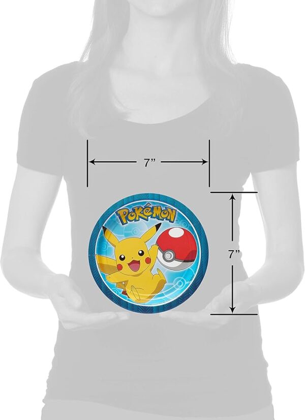 Pokémon 7" Round Dessert Plate for Parties - 8 Count (Party Supplies) - Image 4