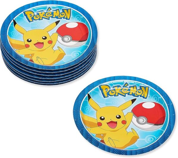 Pokémon 7" Round Dessert Plate for Parties - 8 Count (Party Supplies) - Image 3