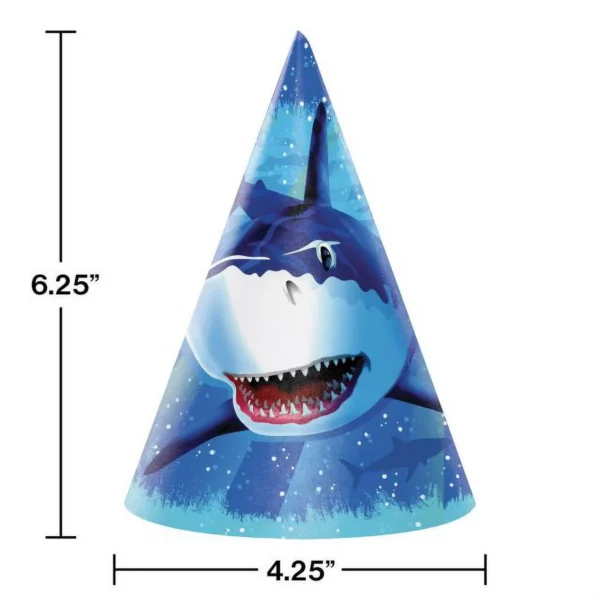 Sharks Splash Birthday Party Hats - 8 Count (Party Supplies) {Creative Converting} - Image 3