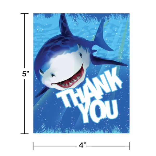 Sharks Splash Thank You Cards - 8 Count (Party Favors, Party Supplies) {Creative Converting} - Image 3