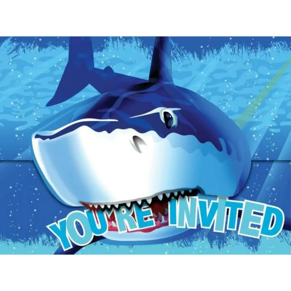 Sharks Splash Invitation Cards - 8 Count (Party Favors, Party Supplies) {Creative Converting}